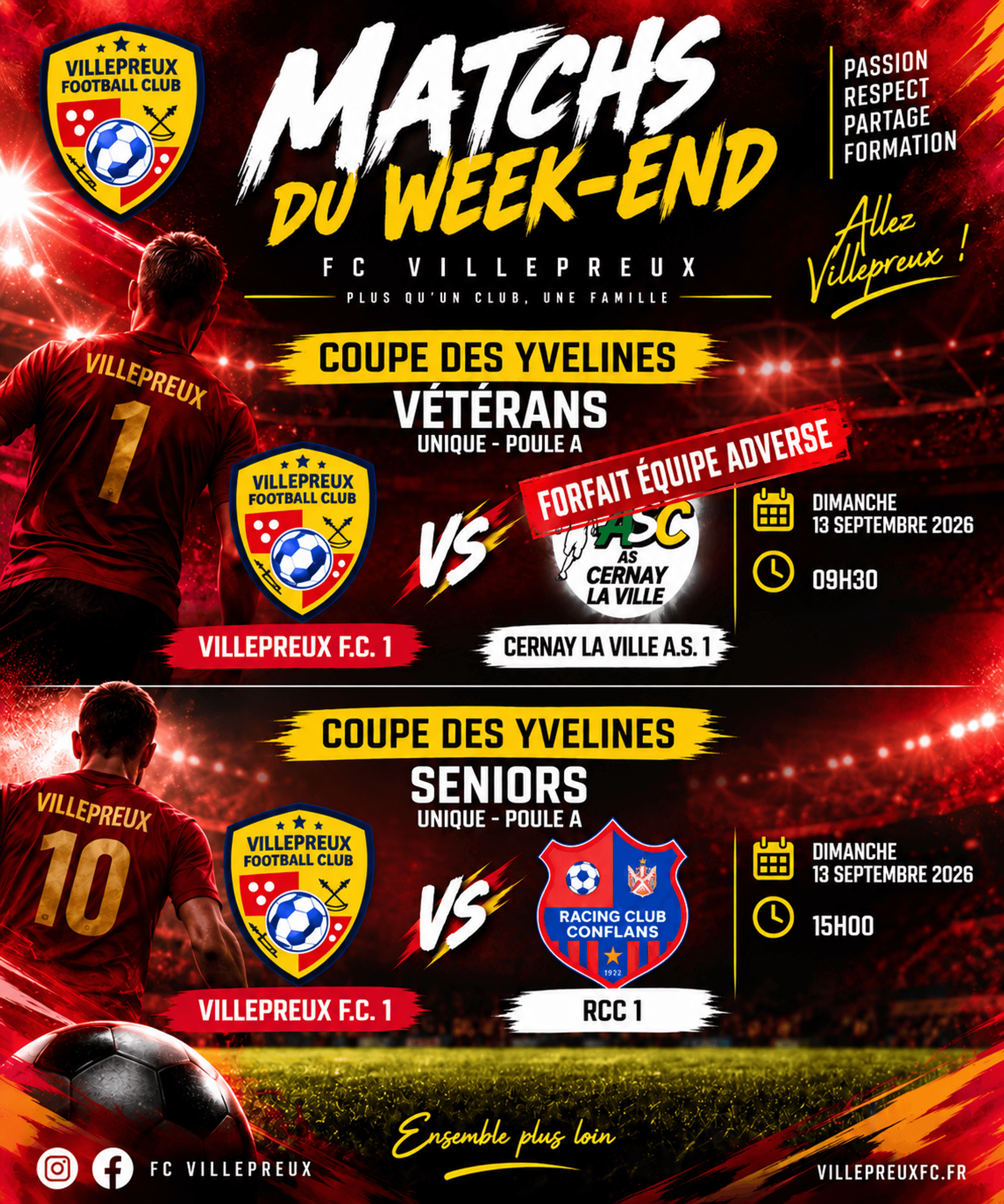Coupe des Yvelines : nos Vétérans et Seniors en action dimanche !